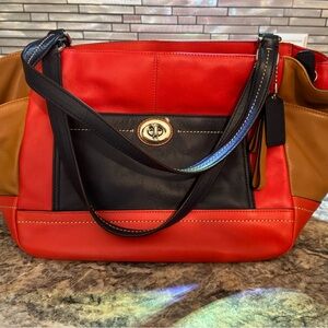 Coach color block Carrie tote